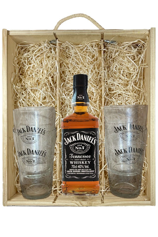 Jack Daniel's No. 7 Whiskey Gift Box with Jack Daniel's glasses
