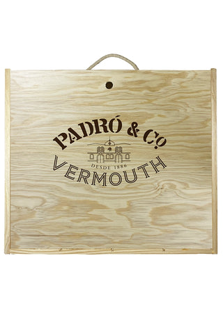 Caja vermouth 4 botellas Padró con logo | DISEVIL