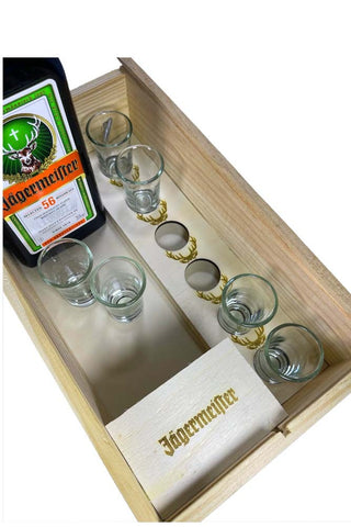 Coffret cadeau Jägermeister : bouteille 1 litre + coffret + 6 verres à  liqueur – DISEVIL